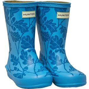 Hunter Kids size 12 / 13 Blue Botanical Rain Boots leaves oak National trust